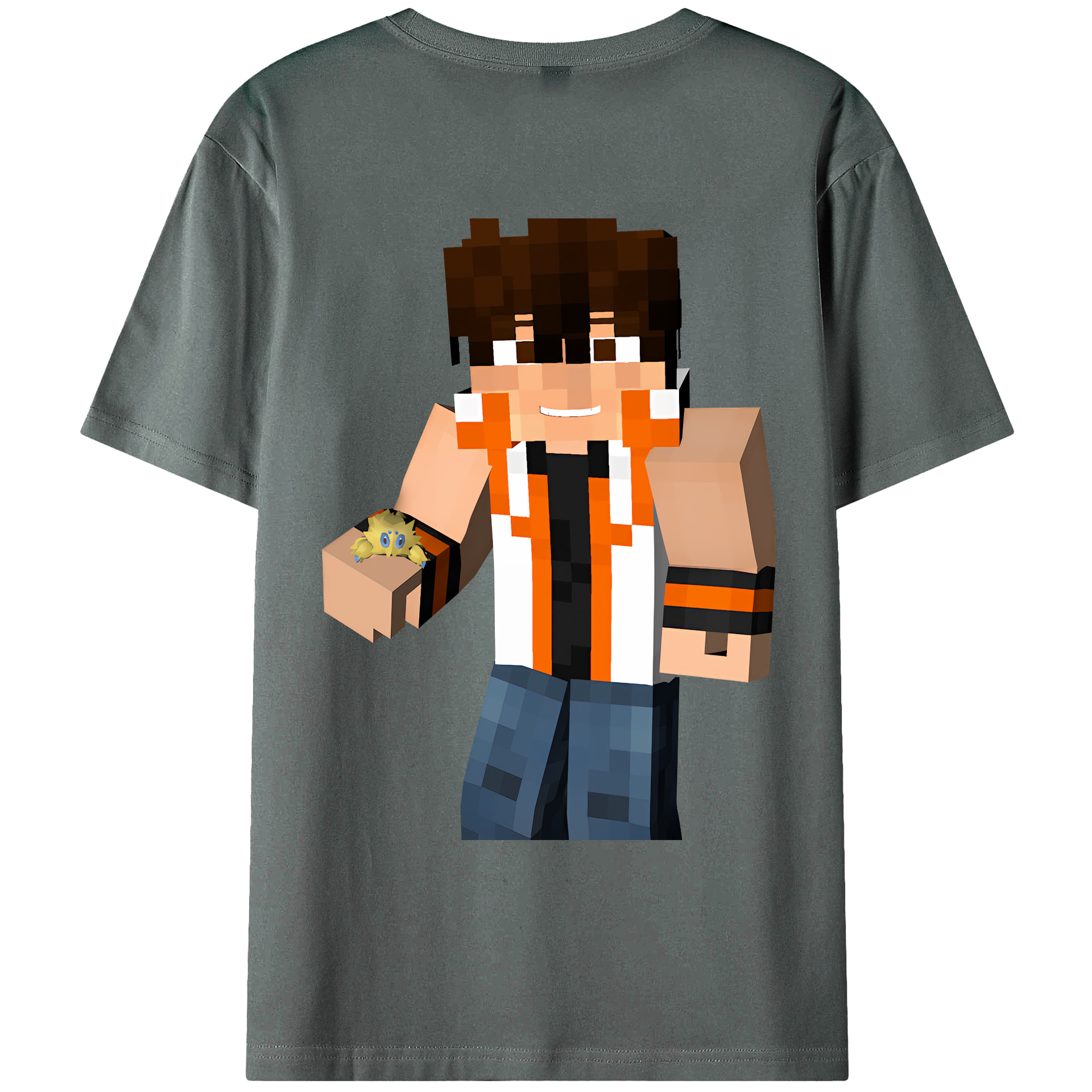 （画像用） マインクラフト ブロックの世界 Minecraft MC Block world 綿100％ メンズ半袖Tシャツ（バックプリント） 通気性